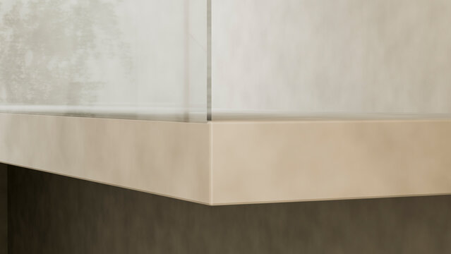Corner of beige textured wall in modern interior design
