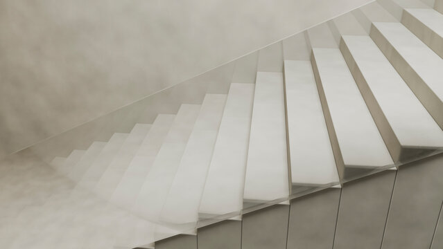 Modern white interior stairs with geometric design