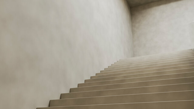 Modern indoor staircase with beige steps and minimalist design