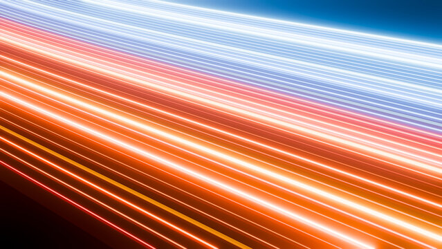 Colorful light trails captured by long-exposure night photography