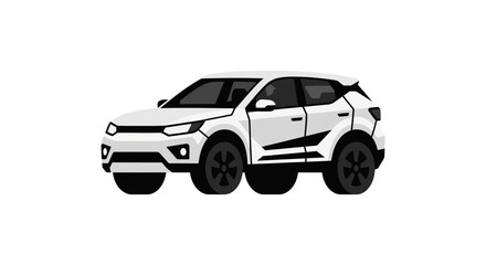 Obraz premium Minimalist Vector Illustration of a White Modern SUV Crossover