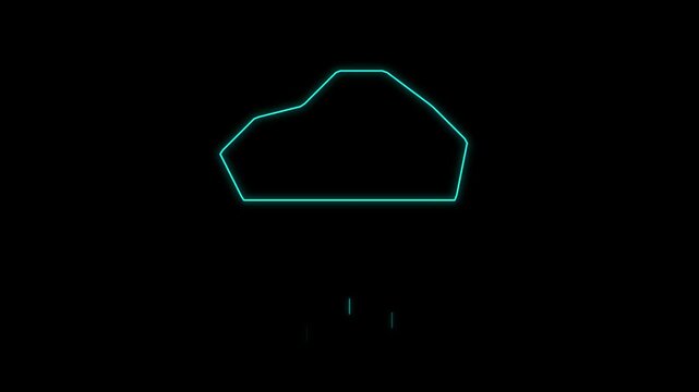 Neon Glowing Rain Cloud Outline Line Art Motion Graphic Loop