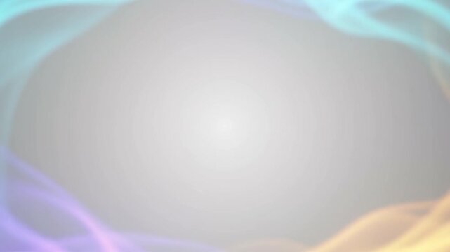 Soft pastel light waves flow around a gray background, forming a glowing abstract border with central copy space