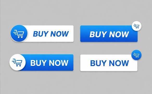 Modern blue buy now call to action buttons with shopping cart icons
