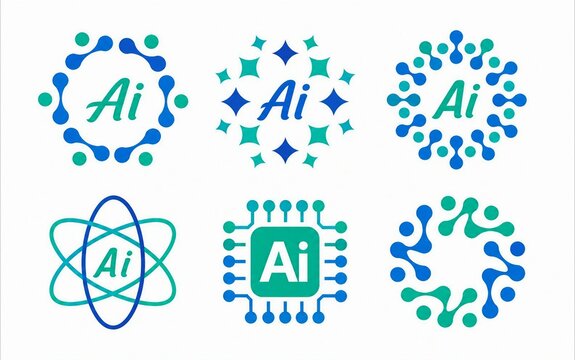 Colorful ai artificial intelligence creative logo design icons set