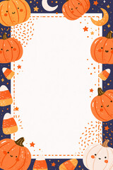 Fototapeta premium かわいいハロウィンのカボチャのボーダーテンプレート