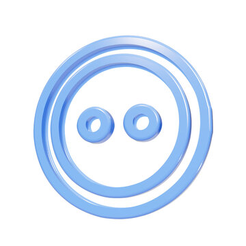 Blue glossy 3D pause button icon with circular frame on black