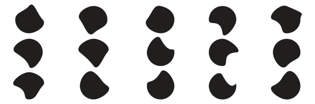 Abstract organic blob shapes irregular vector design element isolated on transparent background