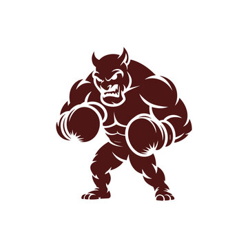 A fierce, muscular devil boxer ready to fight