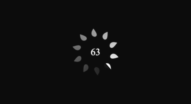 Circular loading  white color spinner animation,  animated circle loading gif video icon. loading circle upload or download animation Waiting symbol. on black background.