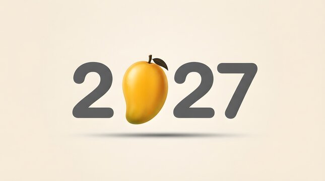 Creative concept with a mango replacing the zero in the year two thousand twenty seven