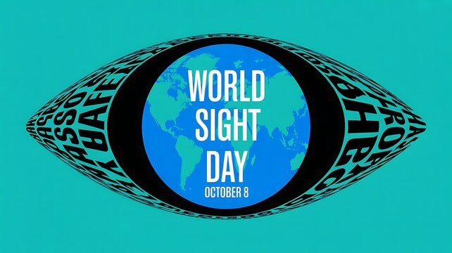 World sight day eye shape design with globe map illustration