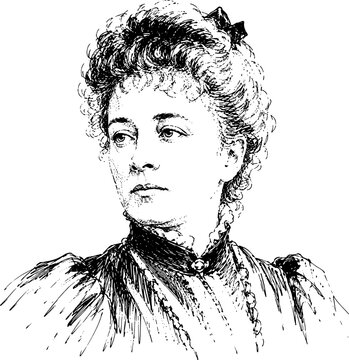 Bertha von Suttner Austrian Pacifist, Writer, and First Woman to Receive the Nobel Peace Prize Hand-Drawn Ink Vector Portrait Illustration Isolated on Transparent Background