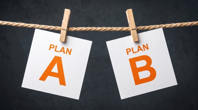 Considering alternative strategies for business success with two distinct plans, labeled Plan A and Plan B, symbolizing choices and future directions