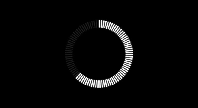 Animation of a loading white color spinning load wheel. on black background.. animated circle loading gif video icon.. Download Progress, Preloaded animation web design customizable Loading, 