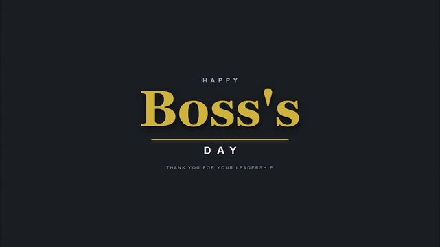 Boss's day celebration greeting typography minimalist gold font dark blue background office leadership appreciation social media post