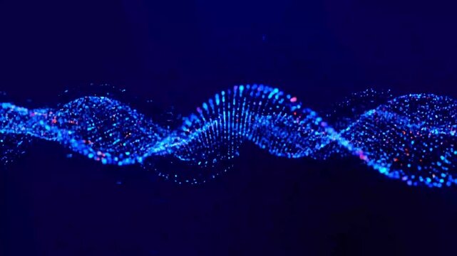 Abstract glowing blue wave data visualization background