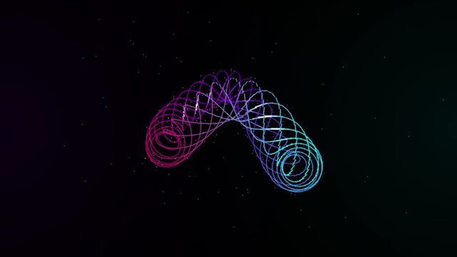 Abstract glowing digital mesh wireframe forming an infinity shape structure video