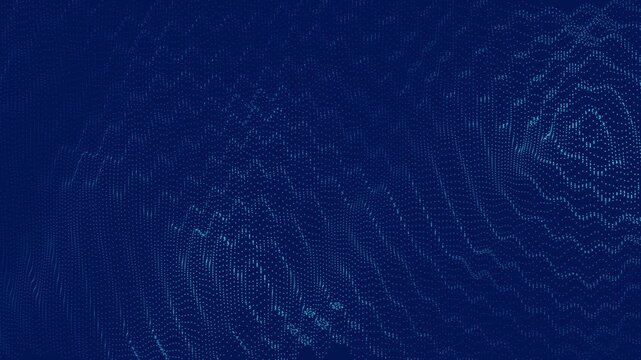 Abstract Blue Waveform: An intricate digital rendering depicts swirling blue waveforms against a deep blue backdrop, suggesting data flow, sound waves, or scientific patterns.