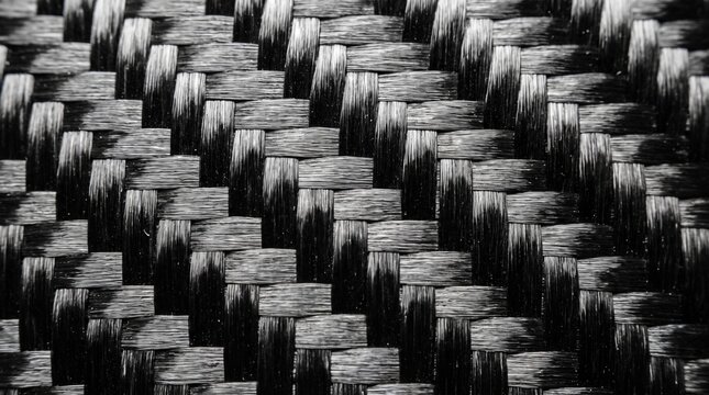 Close Up Texture of Woven Black Carbon Fiber Composite Material