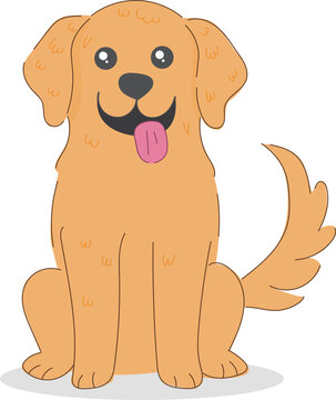 Golden retriever dog in flat vector style. 