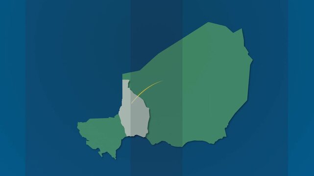 Niger Map with Digital Network Connections and Highlighted Regions