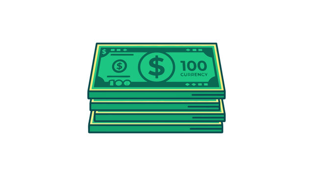 Stack of hundred dollar bills vector illustration representing wealth