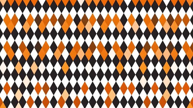 Animated orange black and white diamond pattern background loop