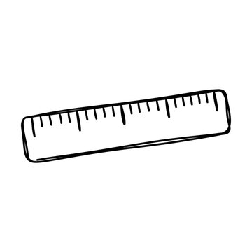 Simple black outline ruler icon on transparent background provides basic measuring tool graphic for school supplies education stationery and technical drawing work.