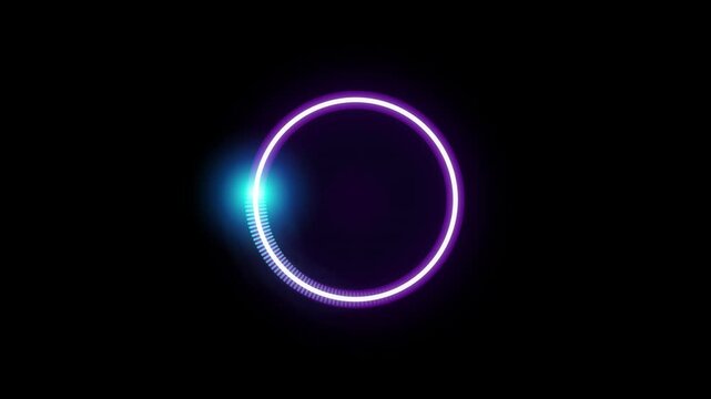Neon Loading Circle Progress Bar with Glowing Cyan Light