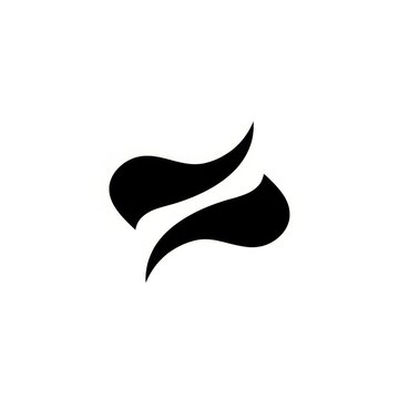 Minimalist black abstract logo icon featuring two symmetrical curved wave shapes or stylized petals isolated on a clean white background for corporate identity and brand design.