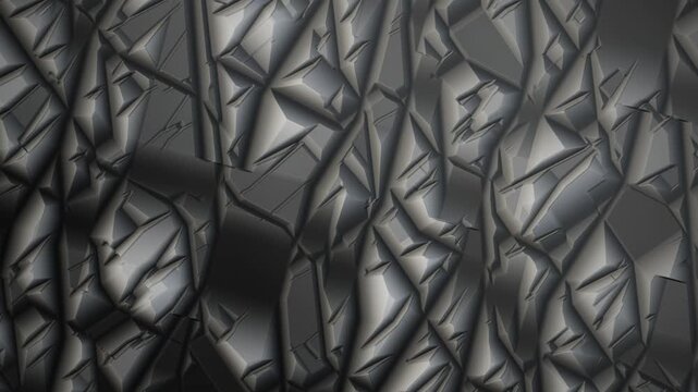 Abstract dark crystal texture animation with moving faceted geometric surface loop