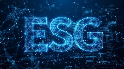 Fototapeta premium ESG Environmental Social Governance Concept with Digital Technology Network and Sustainable Business Strategy