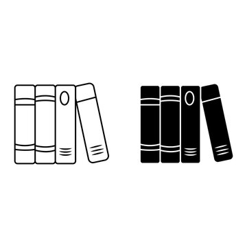 Stack of books line and glyph icon set for education study literature reading library knowledge.
