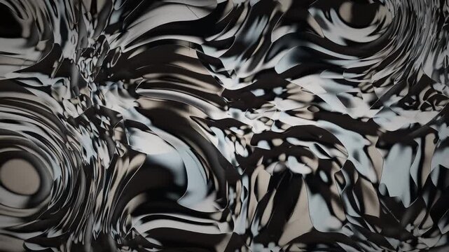 Abstract liquid chrome metallic texture motion background 4K loop