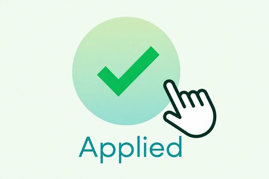 Green checkmark icon with finger tap showing applied status
