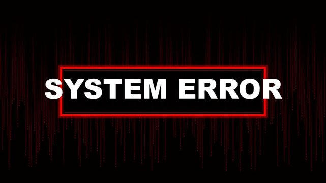 Digital System Error Warning Concept with Glitch Effects and Red Background Video Animation