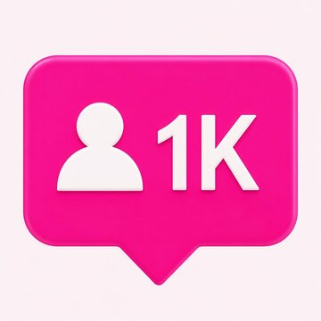 Pink instagram like button with one thousand followers icon