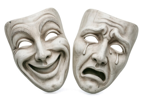 a pair of traditional drama masks, thalia and melpomene,