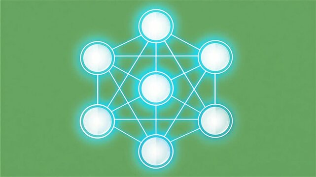 Neural Network Nodes Connecting and Glowing Animation, 5 Seconds Video Vector Motion Graphics Isolated on Green Screen
