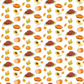 Transparent Thanksgiving food seamless pattern overlay