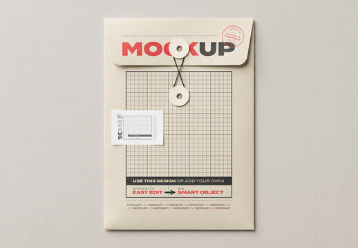 Document envelope with Stamp Label Mockup