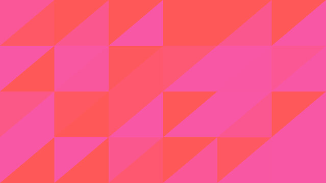 Geometric pattern consisting of repeating triangles in shades of bright pink and coral orange arranged in a simple, symmetrical grid composition