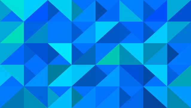Geometric pattern featuring a mosaic of blue and cyan triangles arranged in a repeating tessellation, creating a vibrant abstract surface