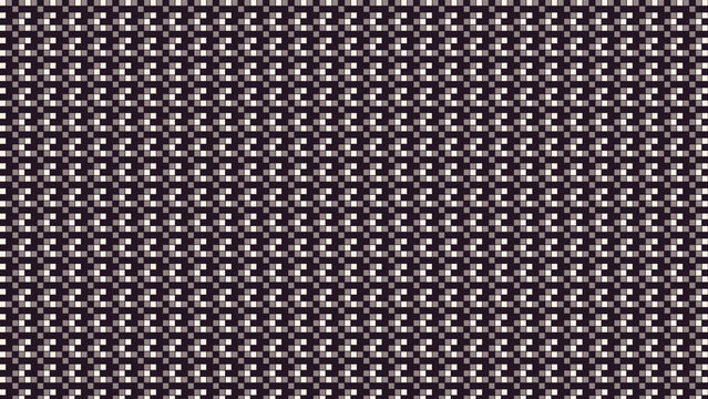 Geometric seamless pattern of small dark brown and white squares arranged in a grid for textile wallpaper or digital background surface