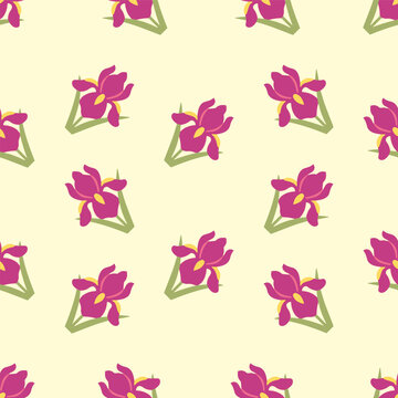 Elegant purple iris flower seamless pattern background vector illustration