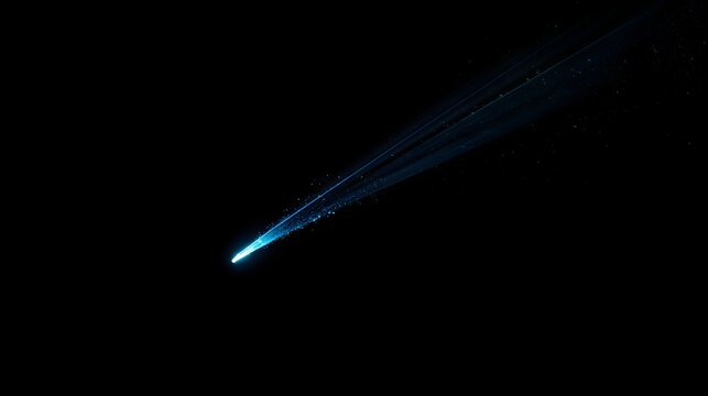 Sleek minimalist dark background featuring a glowing comet with ample copy space