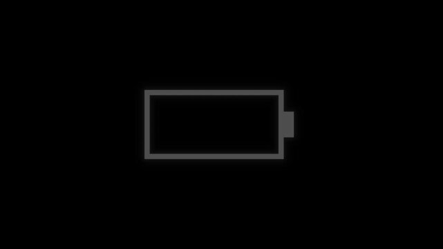 Digital Battery Life Depletion Concept UI Interface Element Animation on Black Background