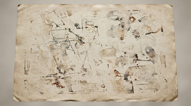 An ancient weathered papyrus scroll featuring faded handwritten ink inscriptions and mysterious symbols from a lost civilization found in desert ruins