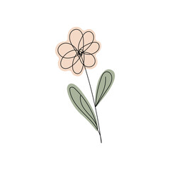 Obraz premium Minimalist continuous line art drawing of a single flower with pastel accents